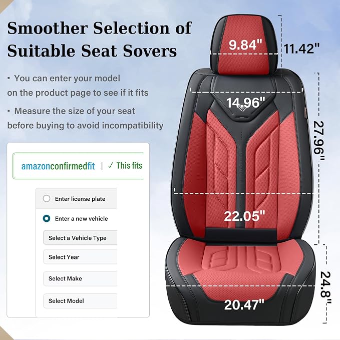 Coverado Seat Covers, Car Seat Covers Front Seats, Leather Seat Covers for Cars, Automotive Seat Covers Car Seat Protector Car Seat Cushion Universal Fit for Most Sedans SUV Pick-up Truck(Burgundy) - Image 5