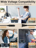 SOHIDA 1.8L+0.5L Heated Lunch Box for Men, 80W Electric Lunch Box with Long-handled Utensils for Adults, 12V/24V/110V Lonchera Eléctrica Portátil, Portable Food Warmer for Car/Truck/Office (Deep Blue) - Image 4