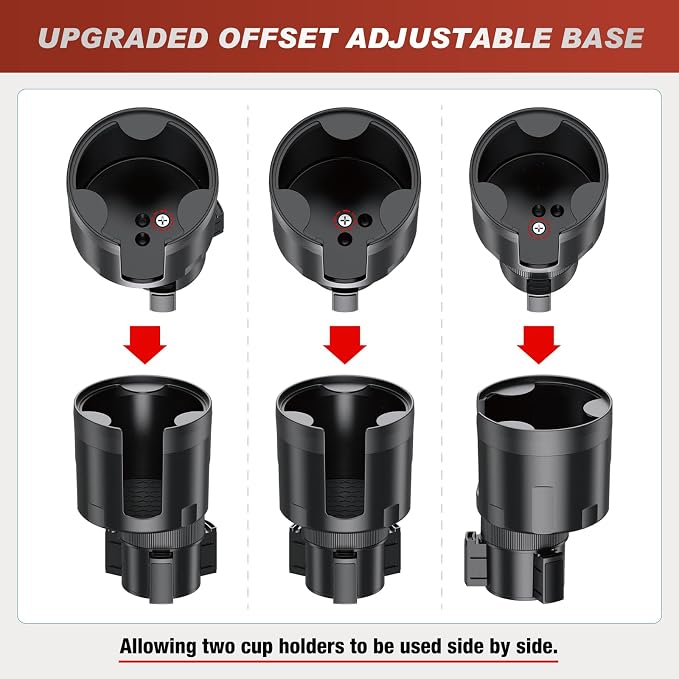 Frokom Cup Holder Expander for Car,Upgraded Car Cup Holder Expander Adapter with Offset Adjustable Base, Fit Most Large Bottles and Mugs-Yeti Ramblers 14/24/36/46oz, Hydro Flasks 32/40oz - Image 5