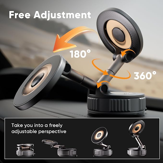 Car Phone Holder for Magsafe [120+LBS Strong Suction & 2800gf Magnetic] | 360° Adjustable Car Phone Mount, Phone Holders for Your Car for iPhone 17 Pro Max 16 15 14 13 12 Air - Image 6