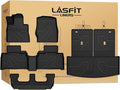 LASFIT Floor Mats for Ford Explorer 2020-2025 2026 7 Seats with Cargo Liner | Not Fit 6 Seats Custom Fit All Weather Protector TPE Easy Clean Floor Liners with Car Trunk Backrest Mat 5pcs Full Set Black by LASFIT