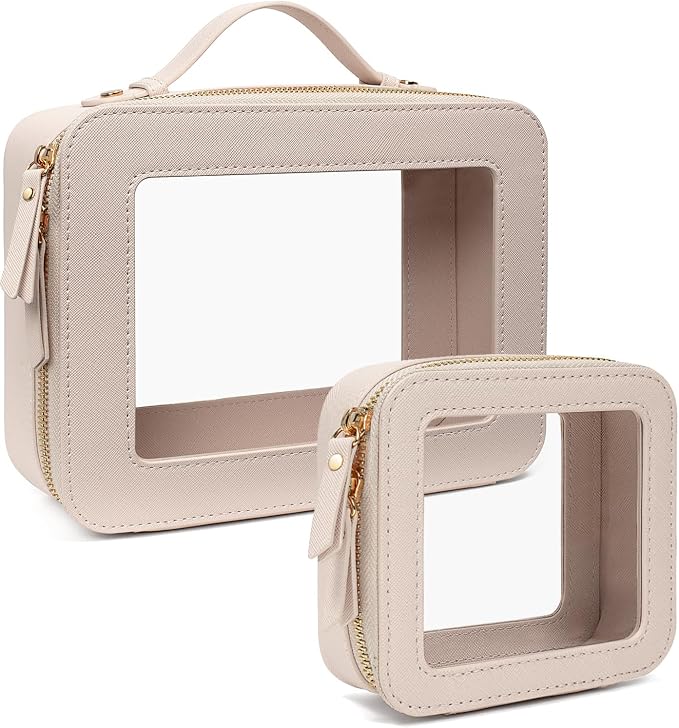 Travel Clear Makeup Bag Set, TSA Approved Cosmetic Bag Case with Zipper Portable Makeup Pouch Toiletry Bag Traveling Cosmetic Organizer Storage Bag Car Organizer Car Essentials - Image 8