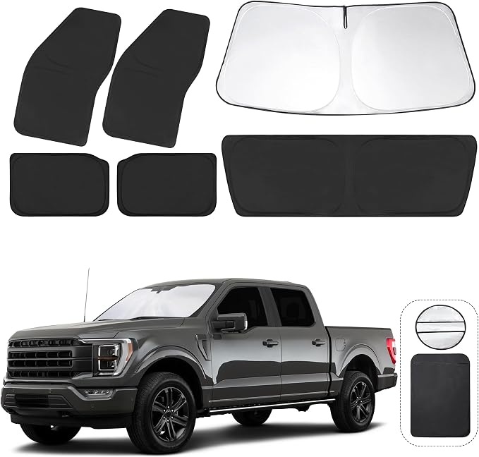 TINGLU Window Shades for Ford F150 4Door 2021-2025 2026 Accessories Car Side Full Windows Rear Triangular Windshield Sun Shade Sun UV Rays & Privacy Protection for Camping,Napping,and Relaxing 6PCS by TINGLU