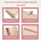 Sunglasses Holder for Car Visor, Auto Sunshade Eyeglasses Storage Case with Hidden Magnetic Closure, PU Leather Sunglass Protective Box for Most Vehicles Sun Visors (Beige) - Image 3