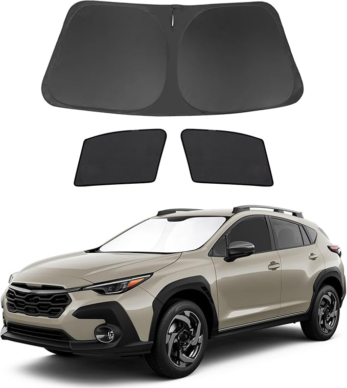 3PCS Car Window Shades Front Windshield Sun Shade Foldable Window Shade Custom Fit for 2024-2026 Subaru Crosstrek Accessories Car Shades for Front Windows Anti-UV Rays Block Heat by FannycCargoCover
