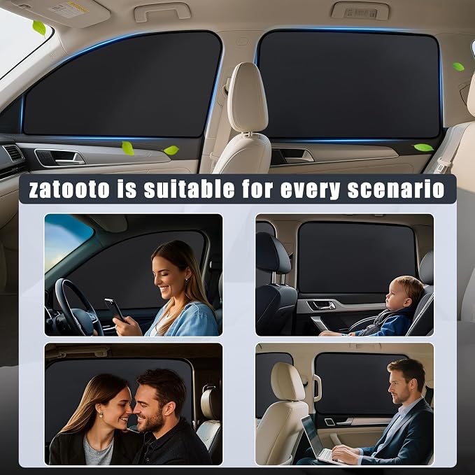 ZATOOTO Magnetic Side Window Sun Shade 4 Pack, Privacy & Insulation | 100% Blackout & UV Protection, Heat Insulation, Universal Size, For Baby Camping, Road trips, Napping or Rest - Image 5