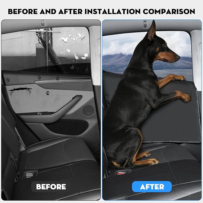 2PCS Dog Car Door Protector for Tesla Model Y & Model 3 (29.2'' x 21.5") | Vehicle Door Covers for Car/SUV/Truck Universal Size Waterproof Scratchproof Guards Your Car from Dog Scratching - Image 6
