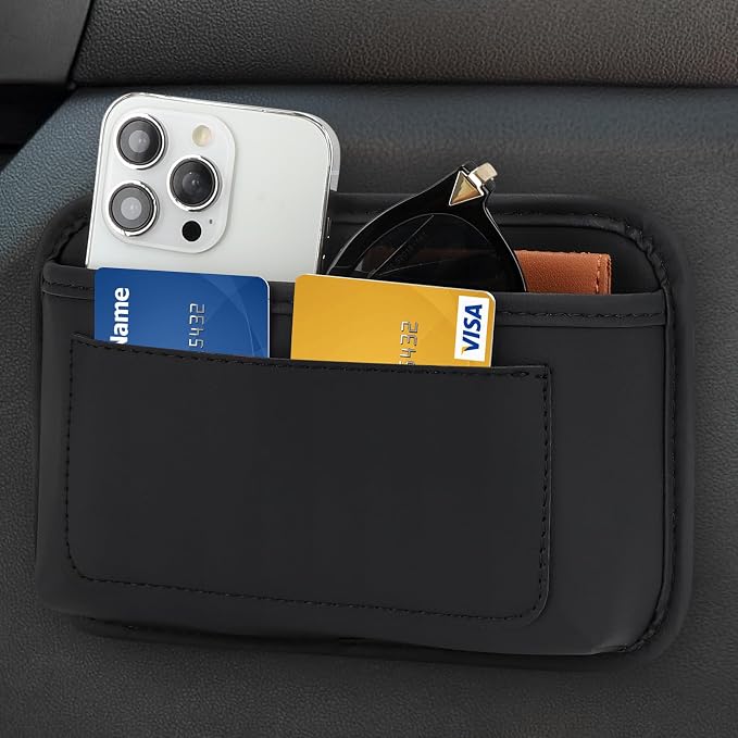 Accmor 2pcs Universal Car Side Pocket Organizer, PU Leather Car Pocket Pouch Cell Phone Sunglasses Holder Organizer Accessories for Car Seat, Door, Window, Console - Image 3