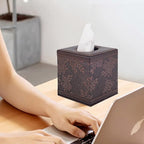 Antique Leather Square Tissue Box Cover/Holder,RHCSZ Table Napkin Case Dispenser,Facial Tissues Organizer with Magnetic Bottom for Home Office,Tissues Cube Box (Retro) - Image 6