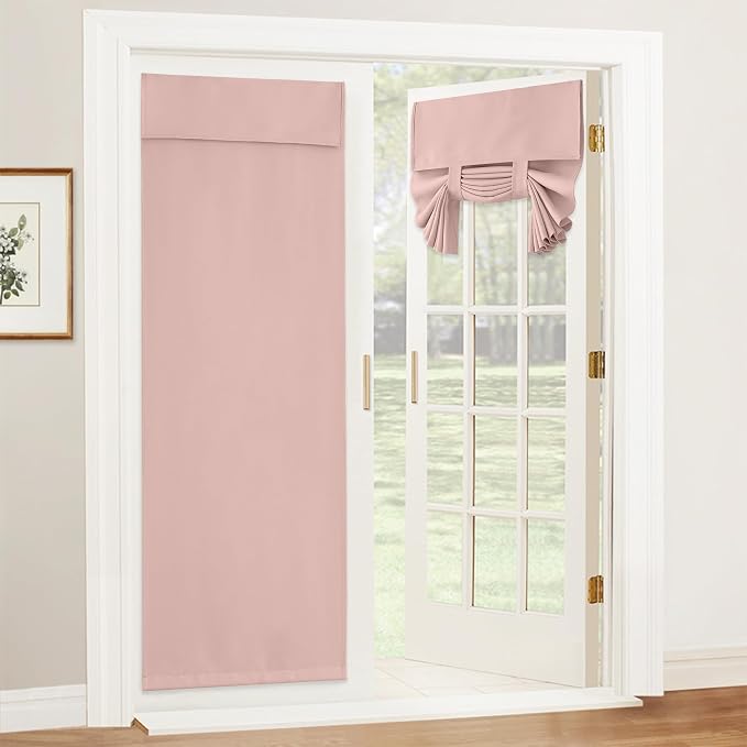 RYB HOME French Door Curtain 80 inch Long, Blackout Blinds for Patio Door | Thermal Insulated, Self Adhesive, Privacy, For Bedroom Kitchen Front Entry Front Back Door Glass Window, W34 x L80, 1 Panel by RYBHOME