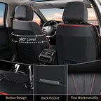 FLORICH Leather Car Seat Covers, Automotive Seat Cover 2 Pack Waterproof Seat Covers for Cars Driver Seat Cover Protectors Universal Fit for Most Cars SUV Trucks Vehicles, Black&Red Line - Image 2