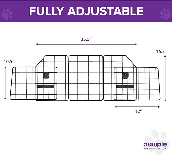 Pawple Dog Car Barrier for SUV's, Cars, Vehicles, & Trucks, Adjustable Large Pet Divider, Heavy-Duty Wire Mesh- Universal Fit - Image 2
