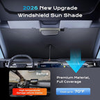 [2026 Upgrade] Coverado Sunshade for Car Windshield, UPF80+ Full-Size Trucks/SUVs Windshield Sun Shade Blocks Heat & UV Rays, Thickened Vinyl Coating Keep Cool and Protect Interior, Foldable L 61x33 - Image 2