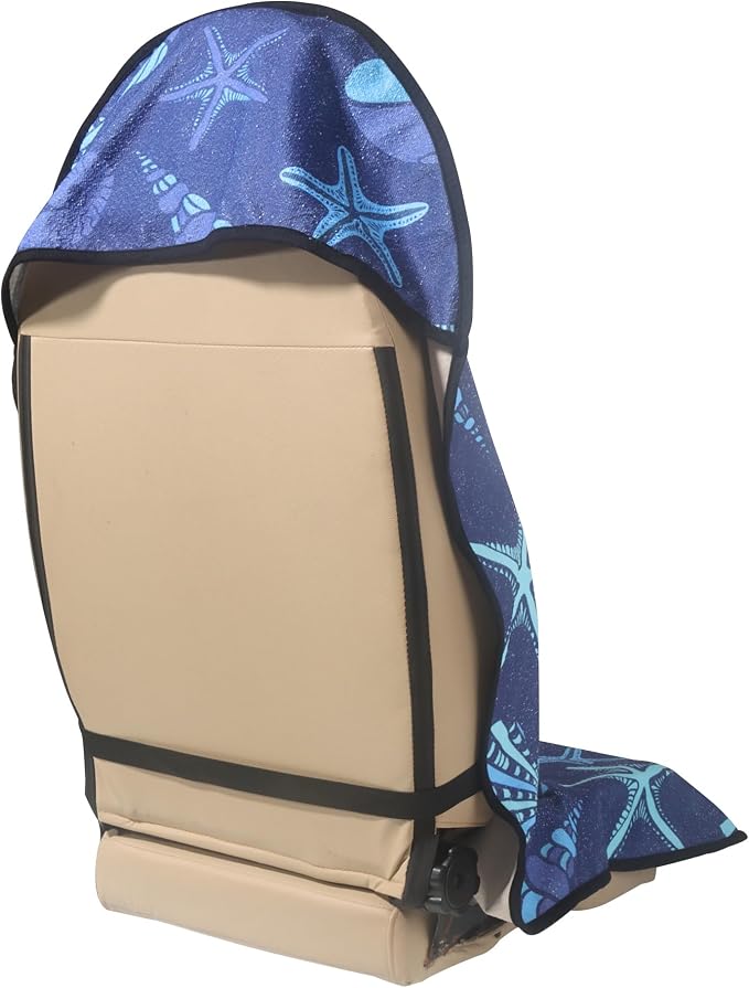 Car Seat Cover Protector Front Seats,for Gym Workout,Running,Swimming,Beach and Hiking,Waterproof Sweat Towel Bucket Seat Covers for Cars SUV Trucks (Conch Shells Starfish, 1Pcs) - Image 2