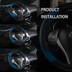 Leather Car Steering Wheel Cover, Universal Fit for Most Cars, Blue-2 | Microfiber Leather,Non-Slip Breathable Auto Steering Wheel Protector - Image 7