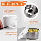 Electric Lunch Box, 32 oz Portable Food Warmer Heater, Lunch Warmer Portable for Work/Office/Car/Travel 12V/24V/110V 3-in-1, Warming Soup & Meal, Spill-Free, Men & Women's Gifts, White - Image 5