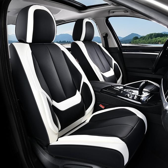 Coverado Car Seat Covers, Seat Covers for Cars, Waterproof Leather Auto Seat Protectors, Leather Car Seat Cushion, Car Interiors Accessories Universal Fit for Most Cars - Image 2