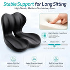 Seat Cushion & Back Support for Tailbone and Lower Back Relief | Higher Back for Stable Lower-Back Support / Dual-Sided Grip Keeps It in Place / Support Without Sinking / Durable / Washable - Image 6