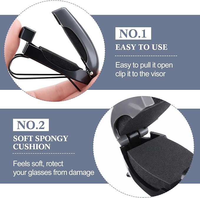 Frienda 20 Pcs Sunglasses Holder for Car Sun Visor Clip,Gray | Visor Clips for Eyeglasses, Securely Holds Glasses, Ticket Card Holder, Metal Shell Spring Clip, For Women Men Drivers - Image 3