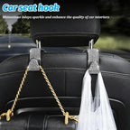 Zpana 4PCS Bling Car Seat Headrest Hooks, Vehicle Back Seat Purse Handbag Hanging Holder with Crystal Rhinestone, Diamond Storage Organizer Hook, Universal Automotive Accessories (Black/Pink) | Vehicle Back Seat Purse Handbag Hanging Holder, Crystal Di... - Image 6