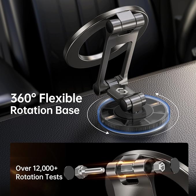 Syncwire Fits MagSafe Car Mount Magnetic Phone Holder for Dash and Tesla | Strong Magnets, All Metal, Flexible 3 Axis, 360° Rotation, Dashboard and Screen Support, For iPhone 17 16 15 14 Pro Max - Image 4