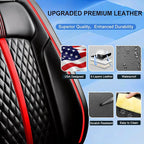 Fit Patriot Seat Covers Custom Fit for Jeep Patriot 2007-2017, Full Set | Premium Leather Full Coverage Protectors, Waterproof, Breathable, Scratch Resistant, Easy Wipe, Airbag Compatible, RedTrim - Image 3