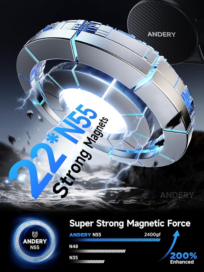 ANDERY Only for iPhone Magsafe Car Mount [360° Adjustable Memory Alloy Arm] | 2400gf Strong Magnetic Power, Bendable Phone Holders for Your Car, Car Phone Holder with Dashboard Pad, for iPhone 17-12 - Image 5