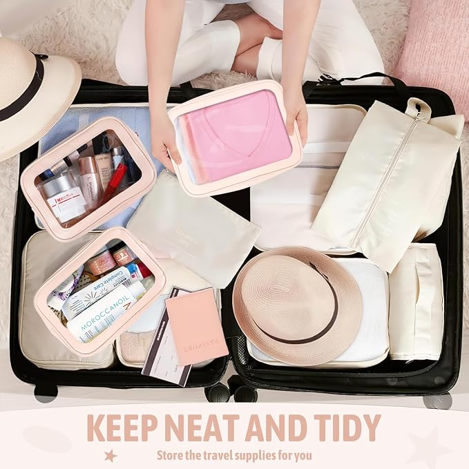 YOPCDJ 6PCS Clear Toiletry Bag,TSA Approved Travel Pouch with Zipper for Cosmetics and Toiletries，Diaper Bag Organizer Pouch Set, Purse Organizer and Clear Car Bag for Women and Kids - Image 6