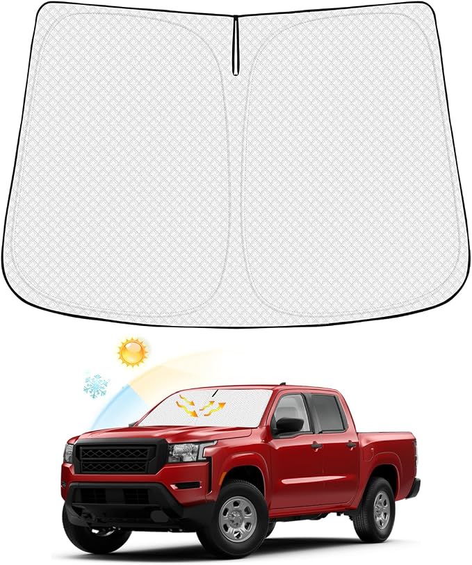 Canvcle Windshield Sun Shade for 2022-2025 2026 Nissan Frontier Accessories Thicken 6-Layer Front Window Sunshade Cover Sun Visor Protector Foldable Block UV Rays Keep Vehicle Cool by Canvcle
