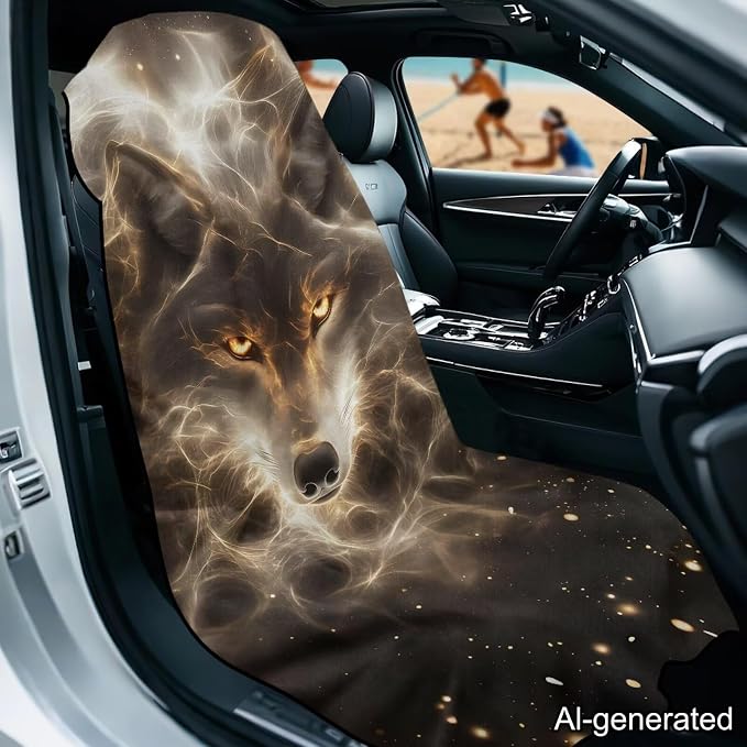 Horeset Wolf Car Seat Towel Cover – Soft & Quick-Dry Front Seat Protector, Multi-Functional for SUV Trucks Cars Sedan Van, Auto Interior Accessories - Image 2