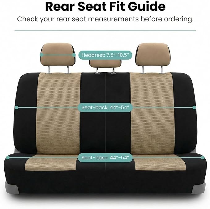 FH Group Automotive Seat Cover Trendy Elegance for Back Seat Begie Car Interior Accessories for SUV, Sedan & Van Universal Fit Combo Rear Seat Cover Split Bench Car Seat Protector for Dogs and Kids - Image 7