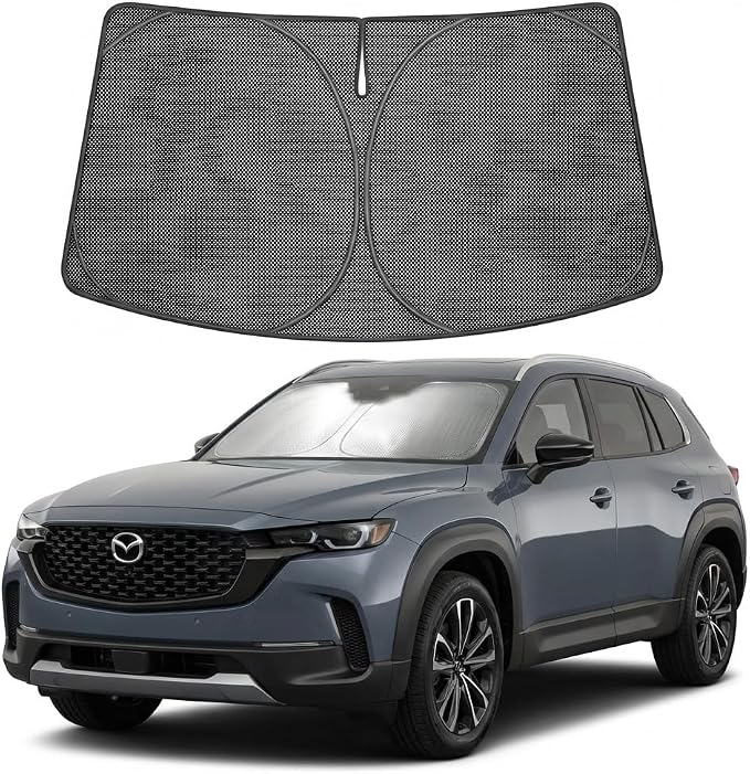 Proadsy Custom Fit 2023-2026 Mazda CX-50 Windshield Sun Shade, Blocks Heat | Ice Crystal Micro-Refraction Blocks 99% UV, Drops Cabin Temp 54°F. Foldable Full Coverage for Summer Parking/Camping Privacy by Proadsy