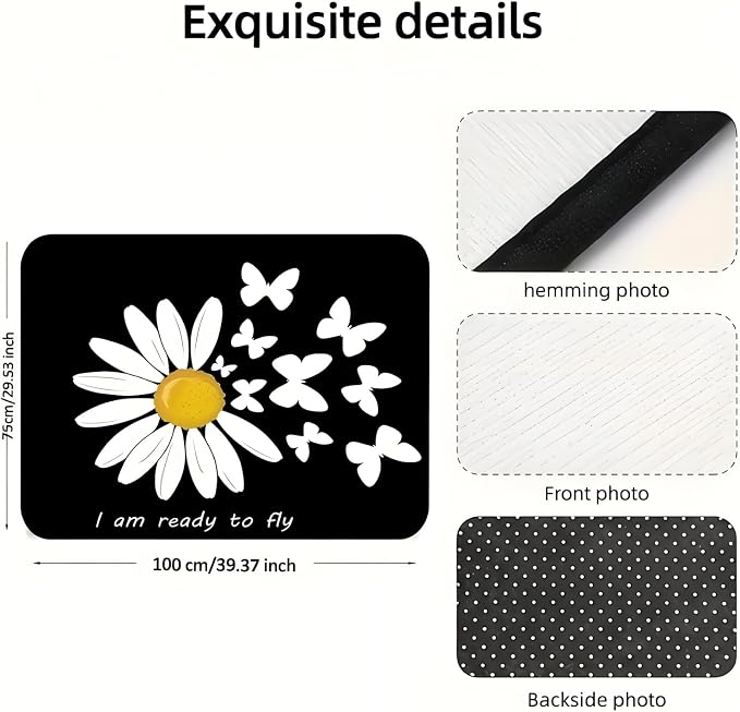 Universal Car Trunk Mat 29" x 39", Daisy and Butterfly All Weather Trunk Protection Cargo Liner, Durable Cargo Mat Rear Trunk Liner, Stylish Vehicle Interior Accessories Suitable for Most Car Models - Image 2