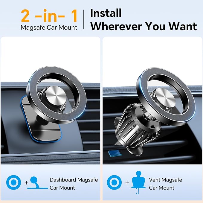Coolpow for Magsafe Car Mount【20 Strong Magnets】Magnetic Phone Holder for Car Phone Holder Magnetic Phone Mount Dash Air Vent Cell Phone Holders for Your Car Mount for iphone 17 Pro Max 16 15 14 13 12 - Image 2