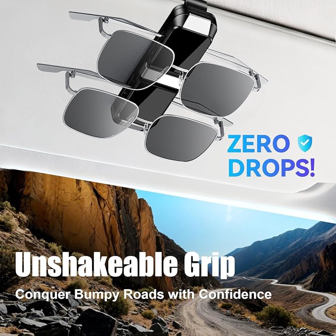 Dsycar 2 Pack Sunglasses Holder for Car, Double Holder Visor Sunglass Clip | One-Handed-Operation Easy Access Storage for Driving,Universal Fits Anti-Scratch Car Sun Visor Accessories - Image 4