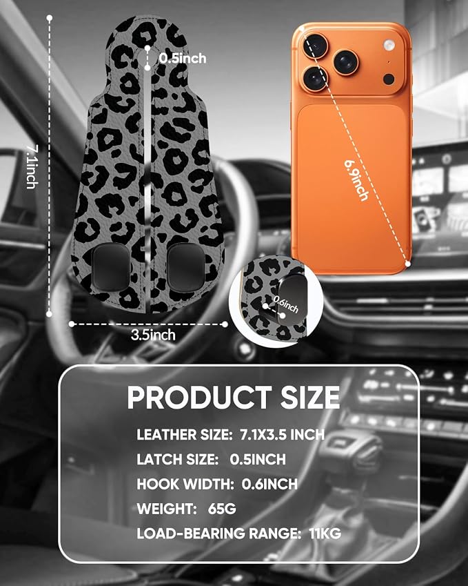 WOCOCN Purse Holder for Car, 2 Pack Heavy Duty Purse Hanger for Car,Leopard | PU Leather Car Seat Hooks for Purses and Bags, Cute Floral Headrest Organizer for Handbags & Backpacks - Image 7