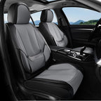 Coverado Seat Covers, Car Seat Covers Front Seats, Car Seat Cover, Car Seat Protector Waterproof, Car Seat Cushion Leather, Seat Covers Carseat Cover Universal Fit for Most Cars Black-Gray by COVERADOAUTO