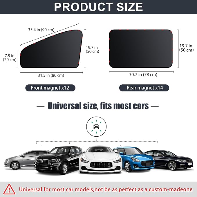 ZATOOTO Magnetic Car Window Shades 4 Pack, Car Window Curtains for Camping | Full Blackout for Privacy, 99% UV‑Block, Heat Insulation, Breastfeeding, Napping, Camping, and Travel, Metal Frame Fit - Image 6