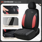 Coverado Seat Covers 2-Pack, Waterproof Car Seat Covers, PU Leather & Breathable Mesh Seat Protectors, 2 Seats Automotive Seat Covers, Universal Fit for SUVs, Trucks, Sedans - Image 2