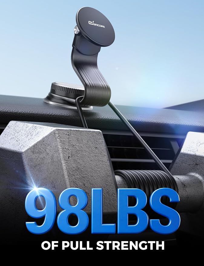 Magsafe Car Mount, Bendable Alloy Arm Magnetic Phone Holders for Your Car | 8” long, Dashboard, Windshield, Vacuum Suction Cup, 22 N55 Magnets, 2.75” Mount Pad, Fits iPhone 17 16 15 14 13 12 Pro Max - Image 9