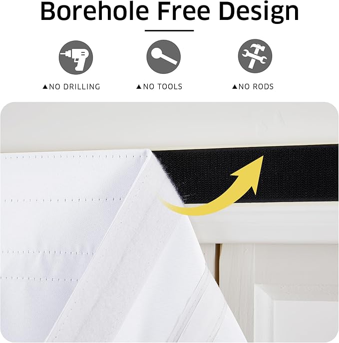 NICETOWN White Magnetic Roman Shades No Drill Curtain for Kitchen Windows | Room Darkening, Front Back Window Covering, Easy Installed Door Blinds, Adjustable Roller Shade, 1 Panel, 27" W x 64" L - Image 2