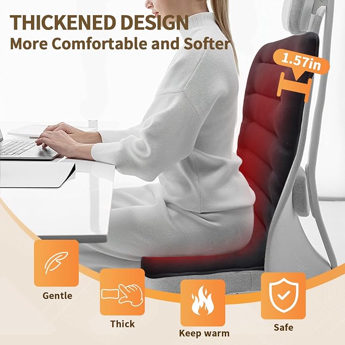 Heated Seat Cushion for Office Chair - Thick and Soft Warm Seat Cover in Winter- Easy Controller to Relieve Fatigue - Comfortable Heating Pad with Power Adapter for Home Etc. - Image 4