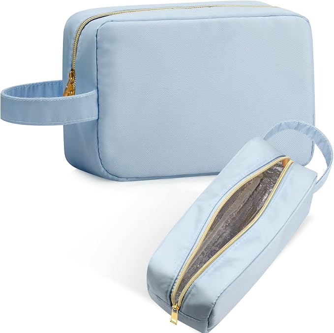 Kacctyen Insulated Makeup Bag for Car Women Cosmetics Bag Heat-resistant Travel Makeup Organizer Waterproof Skincare Case from Melting Freezing Winter Valentines Gift for Women(Medium,Portable,Blue) by Kacctyen