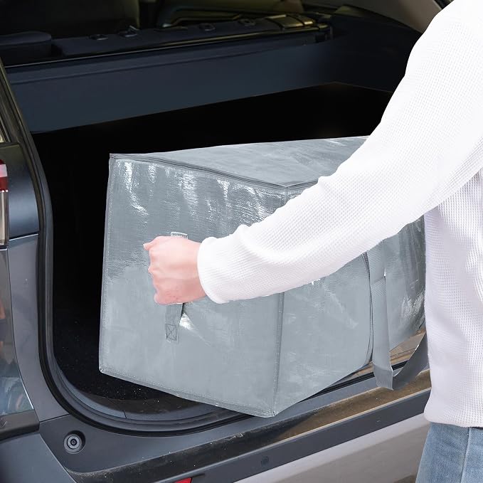 TICONN 2 Pack Extra Large Moving Bags Heavy Duty with Zippers & Carrying Handles, Durable Storage Bags Moving Boxes for Closet Organizers and Storage (2 Pack, Light Grey) - Image 10