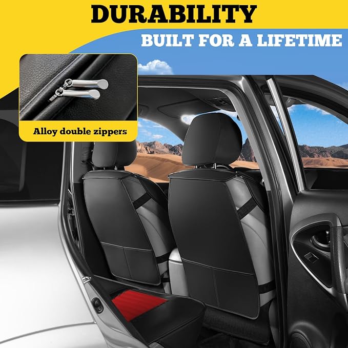 Front Car Seat Covers, Faux Nappa Leather for Sedan SUV, 2 Seats | Waterproof, Breathable and Airbag Compatible, Helps Reduce Slipping, Red+Black - Image 4