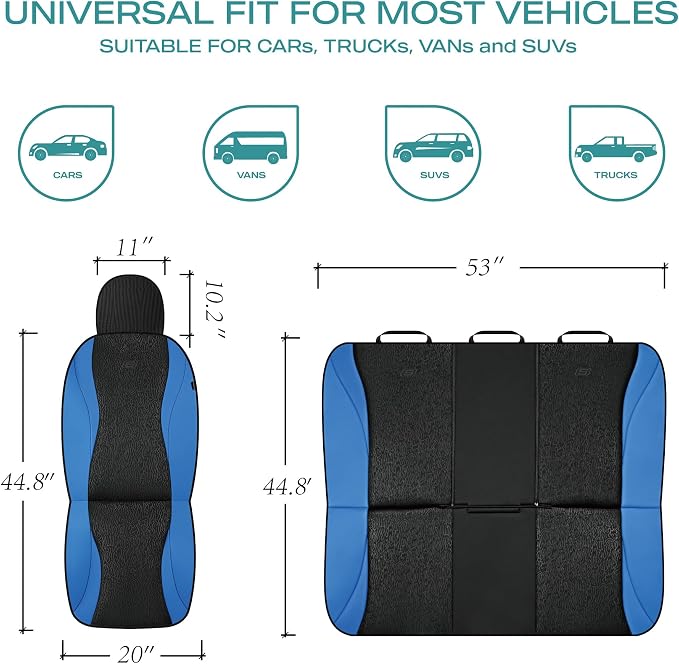Skechers Car Seat Covers,Leather Seat Covers with GOGA Mat Technology,Waterproof Car Seat Covers Front Seats,Airbag Compatible,Comfort Universal Fit for Most Cars,Vans,Trucks,SUVs,Blue - Image 5