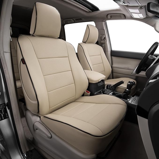 EKR Car Seat Covers Custom Fit for Toyota 4Runner(5 Seats) Full Set | for Toyota 4 Runner 2010-2024 Seat Covers for SUV,Full Wrap,Airbag Compatible,Waterproof Pet-resistant,Faux Leather(Beige) by EKR