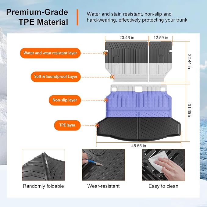powoq Cargo Mat & Backrest Mat Compatible with 22-26 Honda Civic Hatchback | Cargo Liner & Back Seat Protector TPE All Weather Replacement for 2022-2026 Honda Civic Accessories (Trunk Mat+Backrest Mats) - Image 5