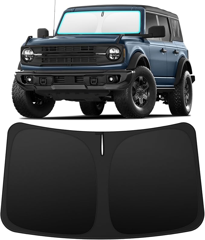 INSAUTO Custom Fit Windshield Sun Shade for Ford Bronco 2021-2026 | Foldable Front Window Sunshade Car Accessories, UV & Heat Reflector, Keeps Interior Cool, Includes Storage Bag by INSAUTO