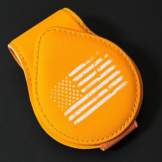 American Flag - Car Sunglass Holder, Magnetic Leather Eyeglass Hanger Mount Clip Holder for Car Visor Accessories (Yellow) | Magnetic Leather - Image 7